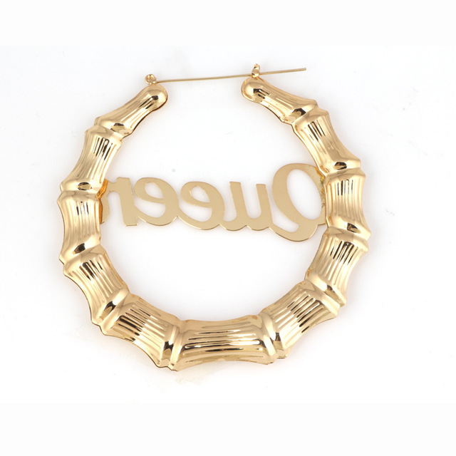 Luxury Mom Kastle English Letter Queen Bamboo Earrings Luxury Mom Kastle