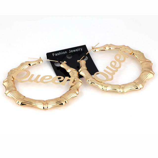 Luxury Mom Kastle English Letter Queen Bamboo Earrings Luxury Mom Kastle