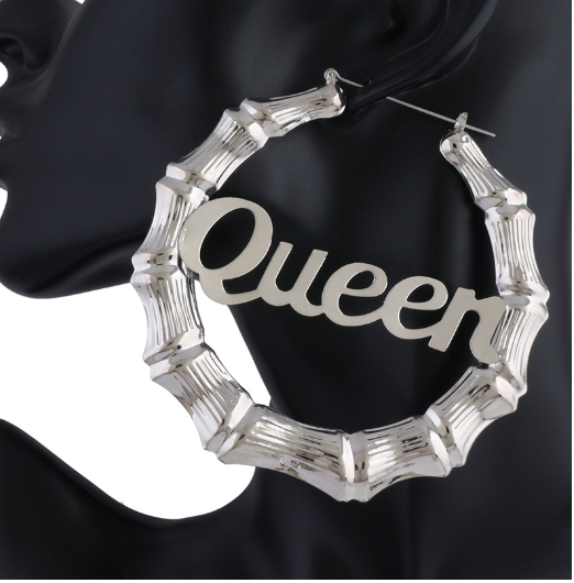 Luxury Mom Kastle English Letter Queen Bamboo Earrings Luxury Mom Kastle
