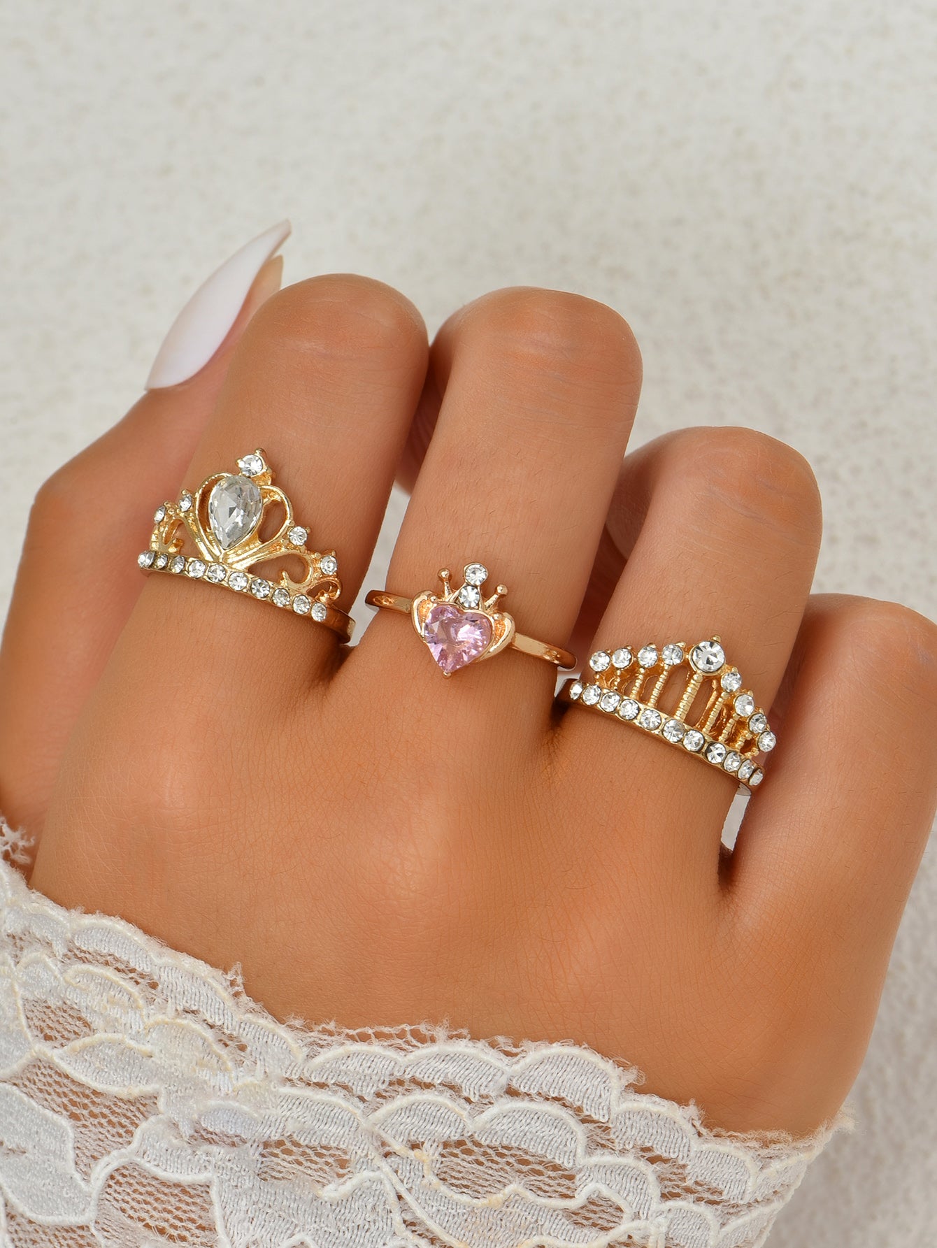 Luxury Mom Kastle Sweet Commuter Student Ring Pure Color Women&