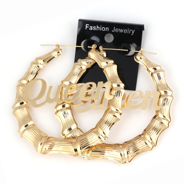 Luxury Mom Kastle English Letter Queen Bamboo Earrings Luxury Mom Kastle