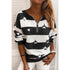 Luxury Mom Kastle Striped Printed Long-Sleeved Zipper Loose Casual Sweater Luxury Mom Kastle