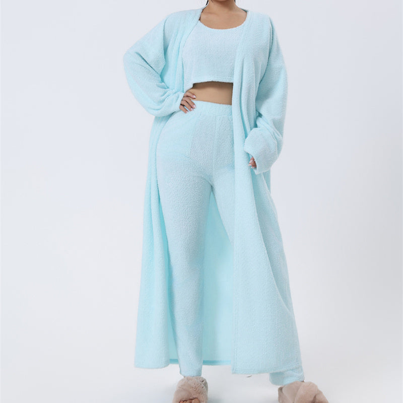Cozy Pajama Set, 3 Piece Lounge Set, Cute Loungewear, Warm Suit Sets, Matching Set, Lounge Set, 3 Piece Pant Sets, Women Winter Dress - Luxury Mom Kastle