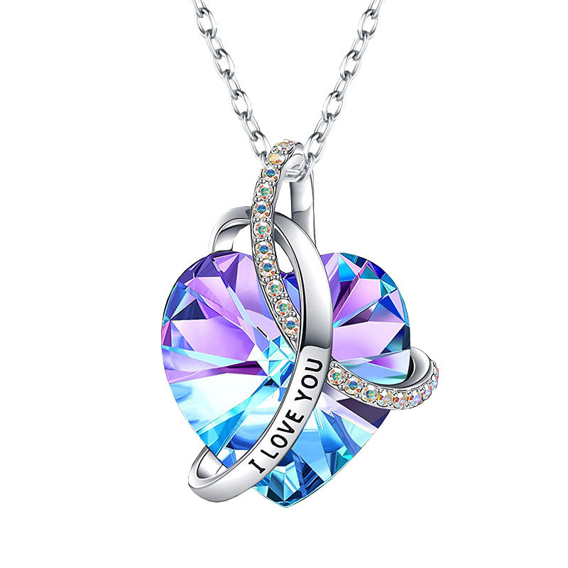 Luxury Mom Kastle European And American Fashion Love Crystal Necklace Luxury Mom Kastle