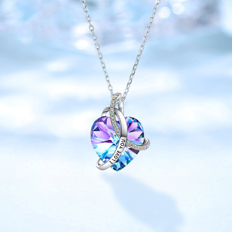 Luxury Mom Kastle European And American Fashion Love Crystal Necklace Luxury Mom Kastle