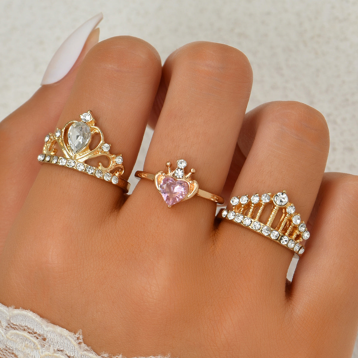 Luxury Mom Kastle Sweet Commuter Student Ring Pure Color Women&