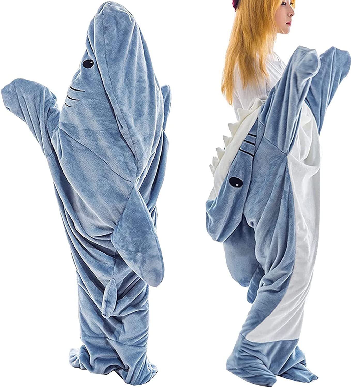 Luxury Mom Kastle  Home Soft Flannel Shark Blanket Hoodie Luxury Mom Kastle  