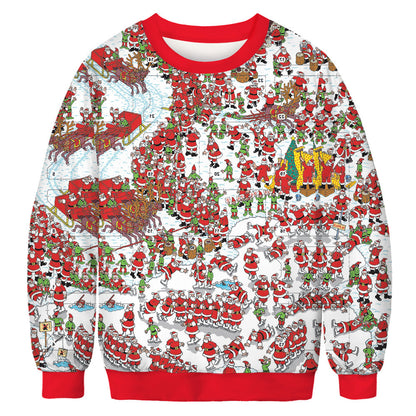 Luxury Mom Kastle  Loose sweater Christmas 3D digital printing round neck Luxury Mom Kastle  