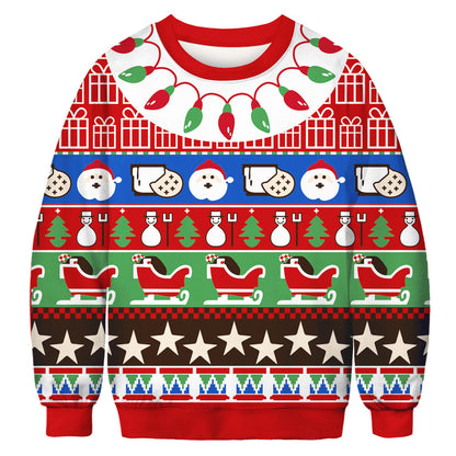 Luxury Mom Kastle  Loose sweater Christmas 3D digital printing round neck Luxury Mom Kastle  