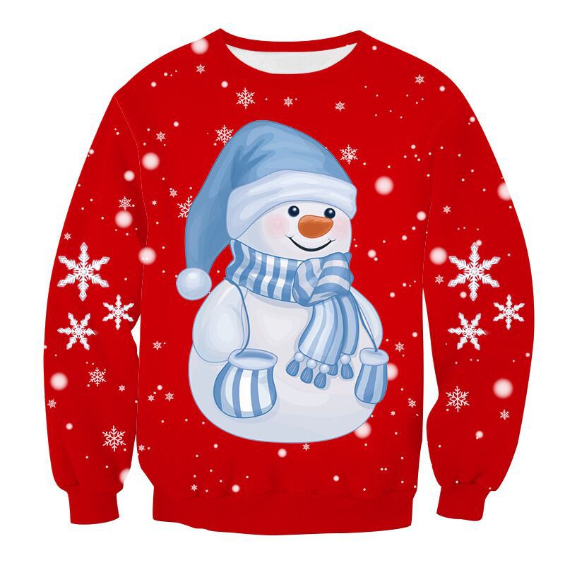 Luxury Mom Kastle  Loose sweater Christmas 3D digital printing round neck Luxury Mom Kastle  