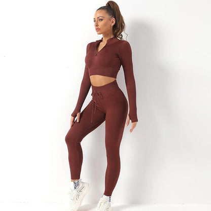 Luxury Mom Kastle  zipper sport long sleeve seamless yoga wear Luxury Mom Kastle  
