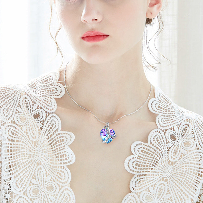 Luxury Mom Kastle  European And American Fashion Love Crystal Necklace Luxury Mom Kastle  
