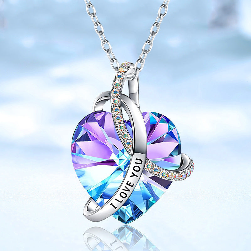 Luxury Mom Kastle  European And American Fashion Love Crystal Necklace Luxury Mom Kastle  