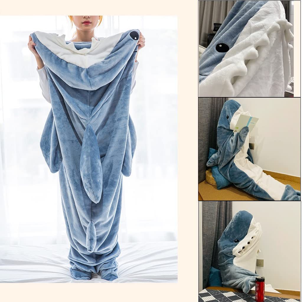 Luxury Mom Kastle  Home Soft Flannel Shark Blanket Hoodie Luxury Mom Kastle  